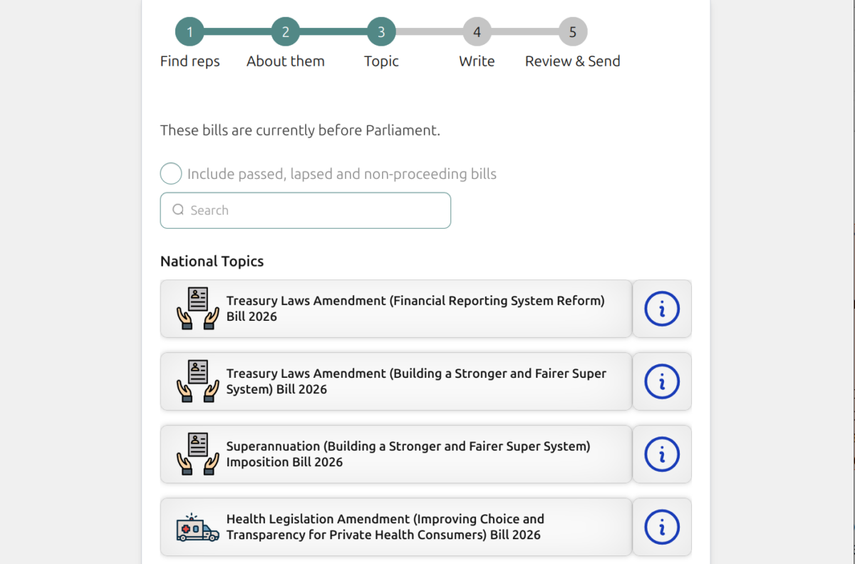 Screenshot showing bills in the app